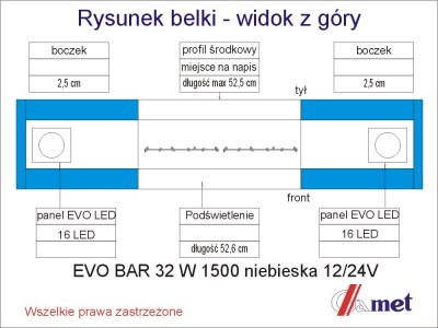 EVO BAR 32 W niebieska widok górny